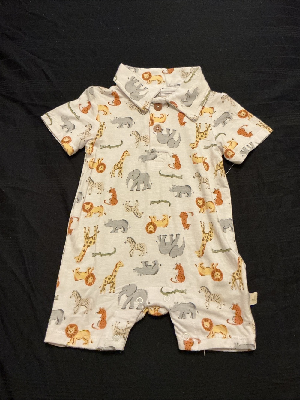 Unbranded Safari Animal Print Short-Sleeve Romper in Cream